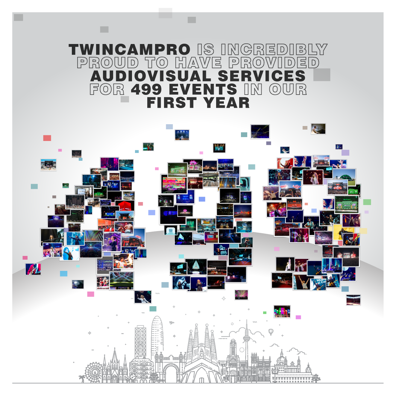 Twincampro está muy orgulloso de haber proporcionado AV para 499 eventos en nuestro primer año.